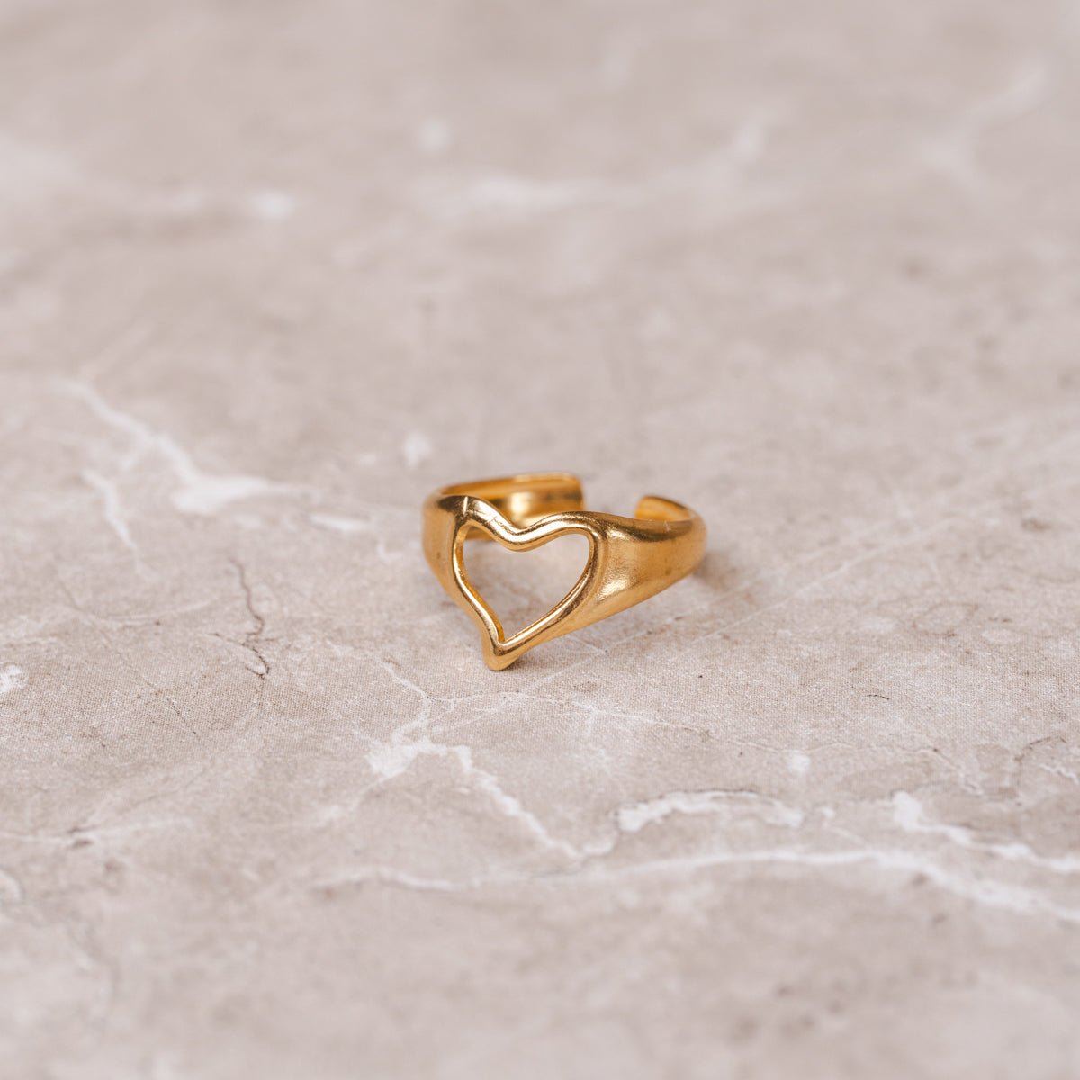 Abstract Heart Adjustable Ring - Gold